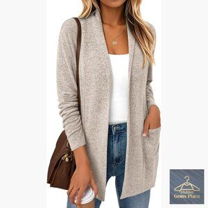 Lightweight Open Front Cardigan with Pockets Casual Loose Fit Sweater